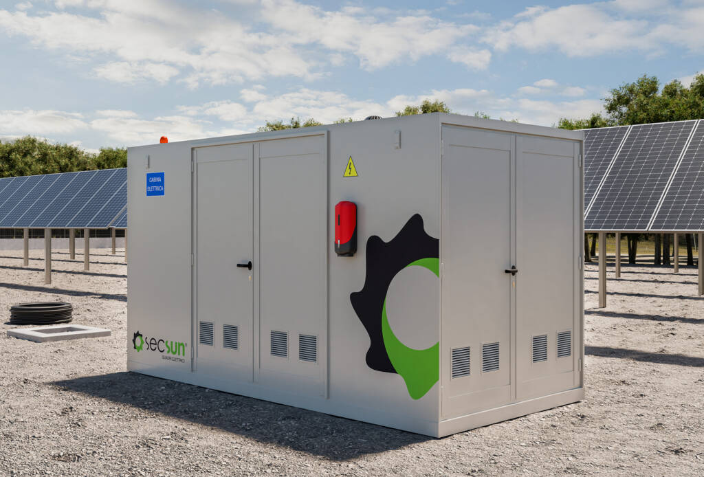Cabina elettrica shelter secsun di colore grigio