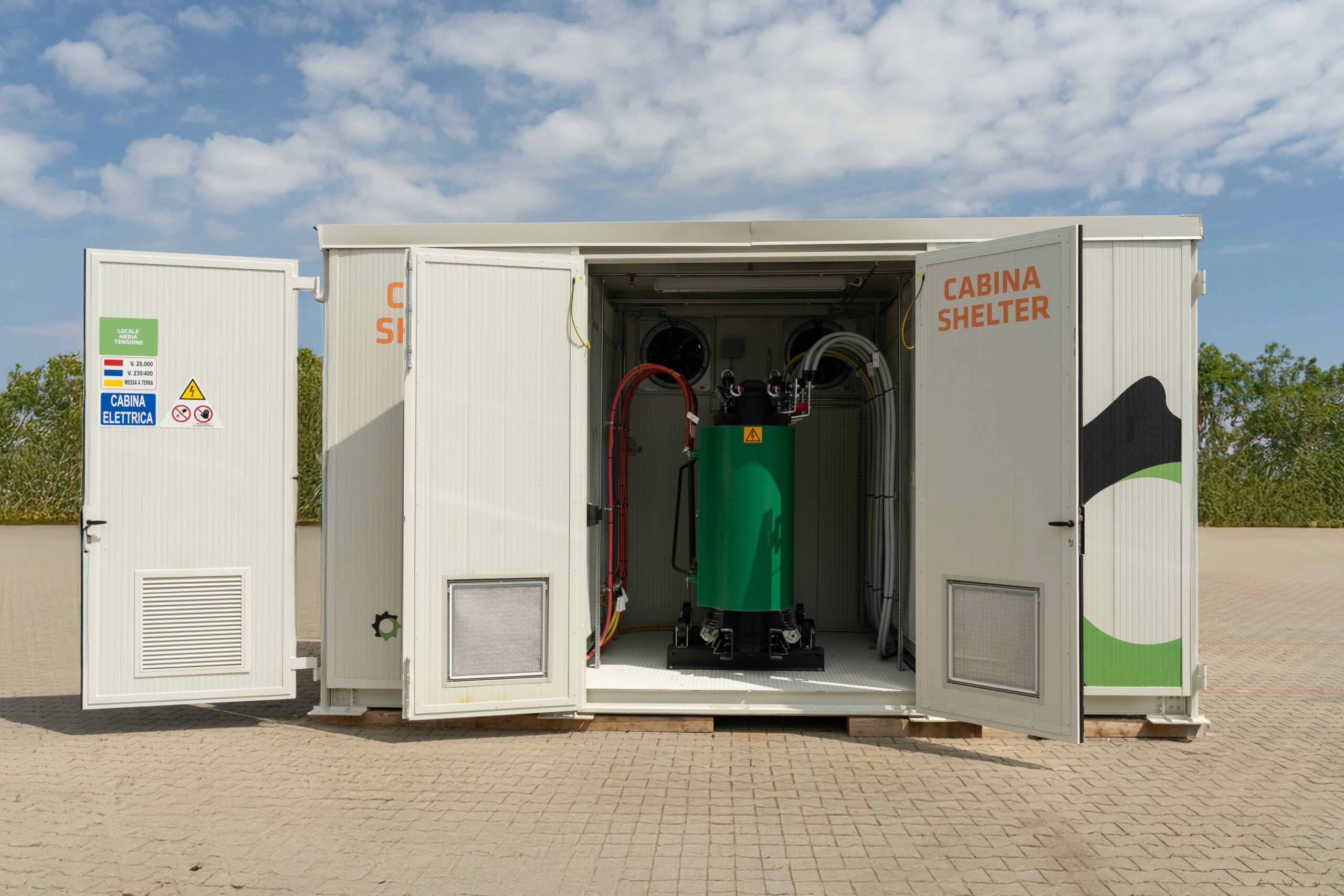 Cabina MT/BT di secsun di colore grigio